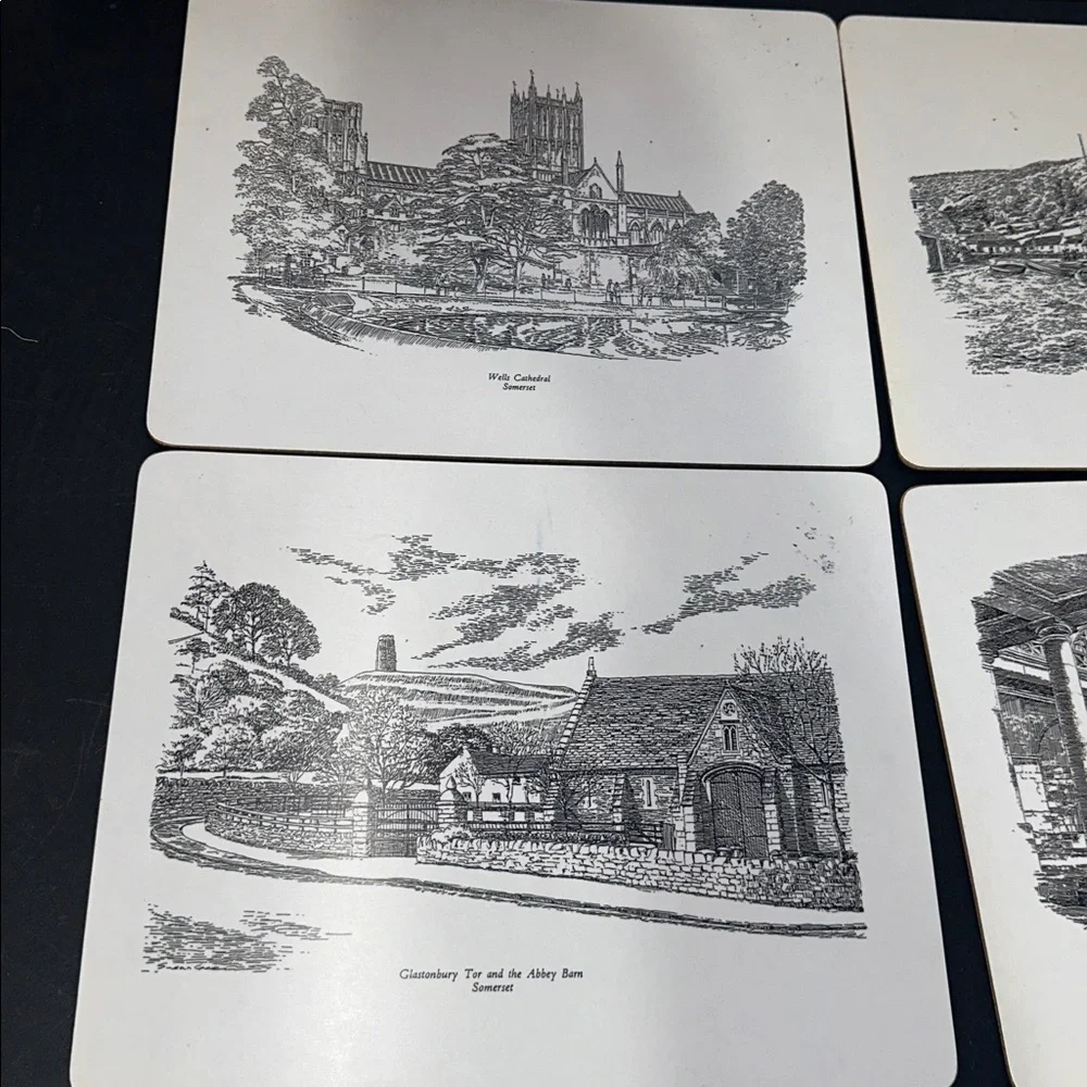 England vintage historic melamine cork placemats set of 6